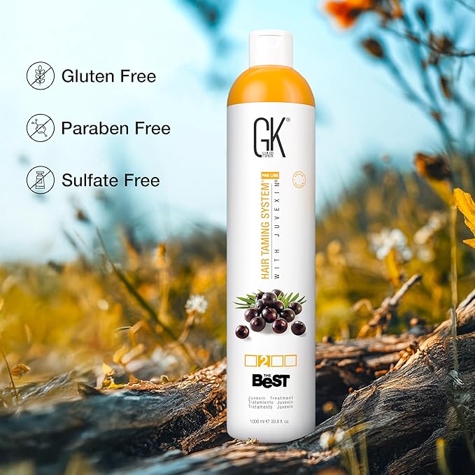 GK HAIR Global Keratin The Best ACAI (33.8 Fl Oz/1000ml) Smoothing Keratin Hair Treatment - Professional Brazilian Complex Blowout Straightening For Silky Smooth & Frizz Free Hair