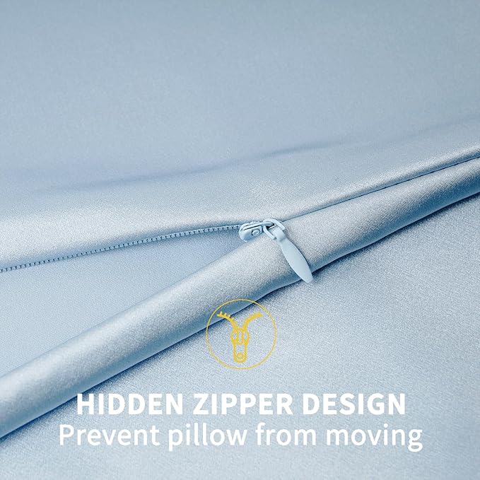 ZIMASILK 100% Pure Mulberry Silk Pillowcase for Hair and Skin Health,Soft and Smooth,Both Sides Premium Grade 6A Silk,600 Thread Count,with Hidden Zipper,1pc(Standard 20''x26'',Light Blue)