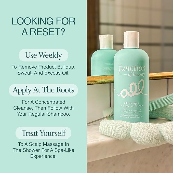 Function of Beauty Clarifying Hair Shampoo for All Hair Types - Sulfate-Free Shampoo Removes Dirt, Build Up & Excess Oil - Lightweight Deep Cleaning Hair Detox - Hair Care Products