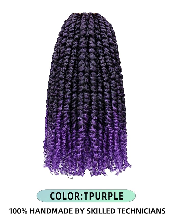 crochet twists pre looped-14 Inches 8 Packs Passion Twist Crochet Hair for Black Women and Kids-Omber Purple,Soft Lightweight Hair Extension(14"-8 Packs,T1B/Purple)