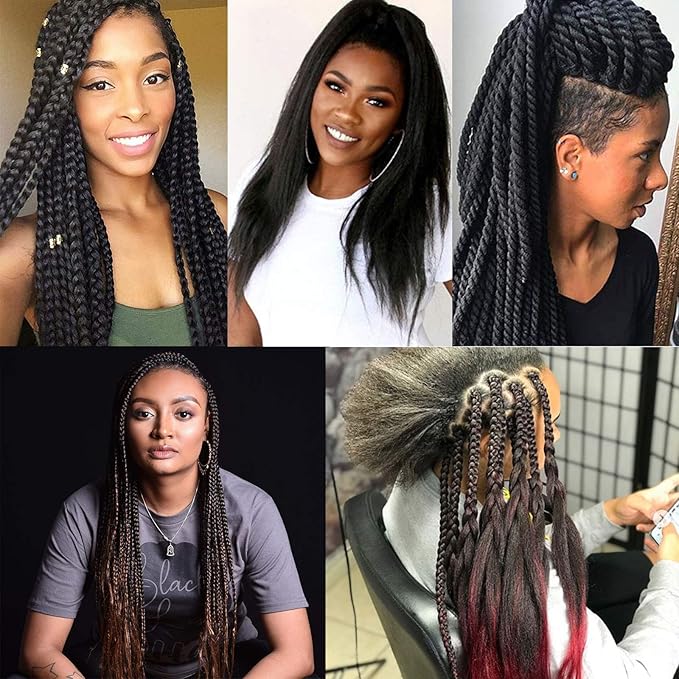 Pre Stretched Braiding Hair Extension 8 Packs 28 Inch Long Professional Pre-stretched Hair for Braiding Twist Braids Itch Free Hot Water Setting Yaki Straight Synthetic Hair for Women (#1B/27)