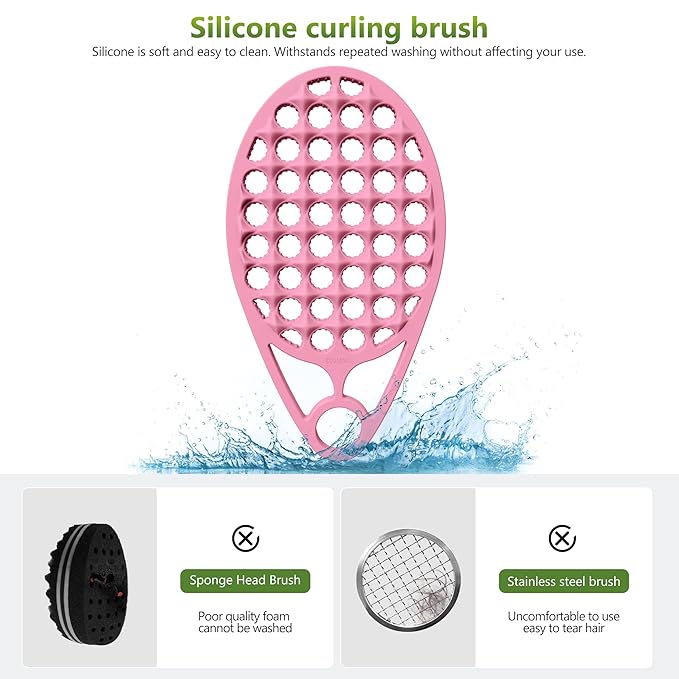 KOUPA Magic Silicone Curly Hair Brush, One Piece Twist Curl Comb for Afro Curls, Washable Hair Tool for Men Women, Pink, 1 Piece