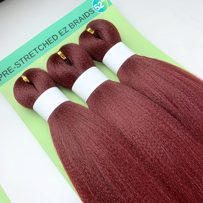 Braiding Hair Extensions Pre stretched Boho Curly Deep Wave Crochet Braids Dark Red | Prestretched | Kids | Ez Braid | Boho Braids | Hypoallergenic | Knotless | Itch Free |