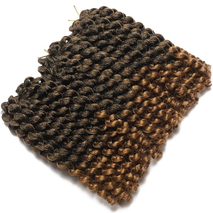 12 inch Jamaican Bounce Crochet Hair 3 Packs 2X Ringlet Wand Curl Synthetic Curly Crochet Hair Extensions Blonde Ombre Medium Shoulder Length Long Crochet Braiding Hair 20 Roots