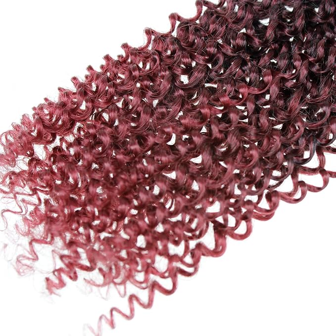 Dorsanee Ombre Burgundy Passion Twist Hair 18 Inch 7 Packs Water Wave Crochet Hair Long Bohemian Curly Braiding Hair for Butterfly Locs, Faux Locs, Boho Style Spring Twist Crochet Braids (TBug#)