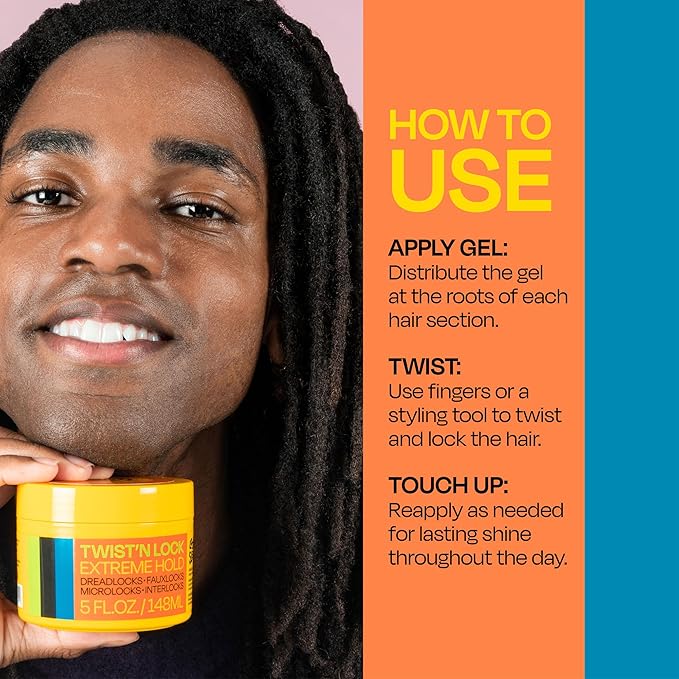 LOCK'N SLEEK Twist'N Lock Gel, Extreme Hold Re-twists Gel for Dreadlocks, Faux Locs, Interlocks, Microlocks, Flake Free 10oz