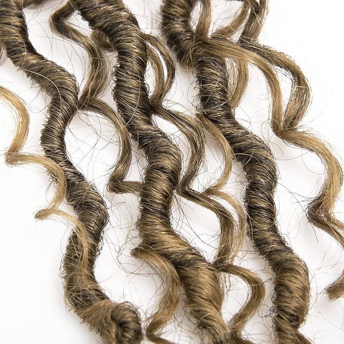 Goddess Locs Crochet Hair Short Curly Faux Locs 12Inch Pre-looped River Locs Hippie Locs Bohemian Crochet Braids for Black Women 4Packs(1B/27, 12inch)