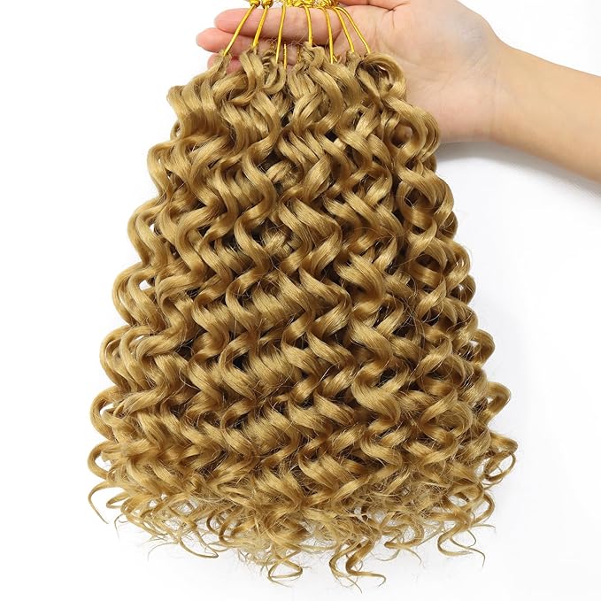 7 Packs GoGo Curl Crochet Hair Short Curly Crochet Hair for Women Water Wave Beach Curl Deep Twist Crochet Braids Synthetic crochet Hair Extensions (10 Inch, #27)