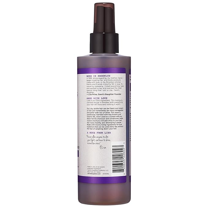 Carol's Daughter Black Vanilla Leave In Conditioner for Curly, Wavy or Natural Hair, Moisturizing Hair Care for Dry, Dull or Brittle Split Ends, 8 Fl Oz