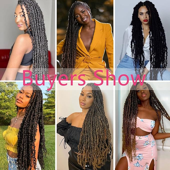 Ombre Passion Twist Hair 18 Inch 8 Packs Water Wave Crochet Hair For Black Women Braiding Hair Long Bohemian Crochet Braids Synthetic Hair Extension (18 Inch, 1B/30/27)