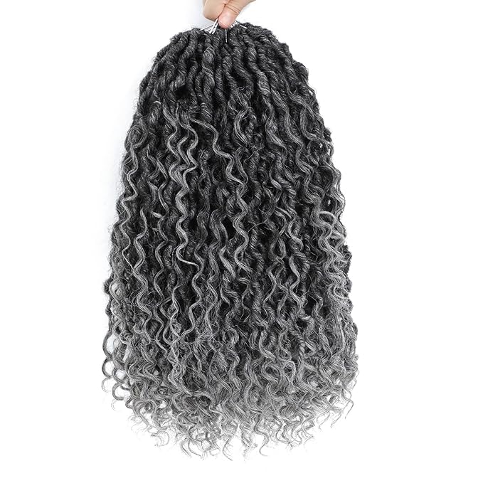 Fulcrum Goddess Locs Crochet Hair 16 Inch, 8 Packs New Faux Locs Crochet Hair for Black Women, Crochet locs with Curly Ends (16Inch (Pack of 8), Tgray#)