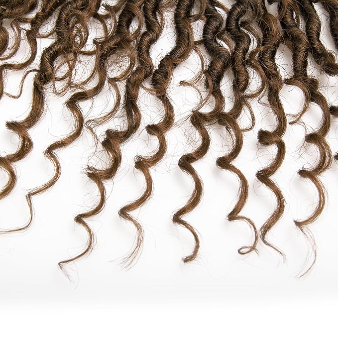 Goddess Locs Crochet Hair Short Curly Boho Faux Locs 12Inch River Hippie Bohemian Loc Crochet Braids for Black Women (1B/30, 12inch)