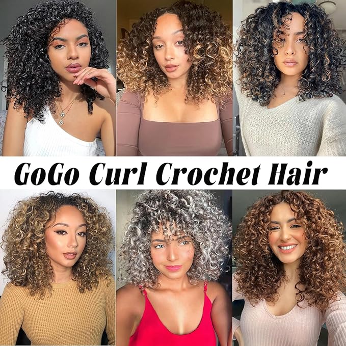 Vomella GoGo Curl Crochet Hair 8 Packs 18 Inch Water Wave Curly Crochet Hair for Women Short Beach Curl Synthetic Deep Twist Crochet Hair Extensions(1b#)