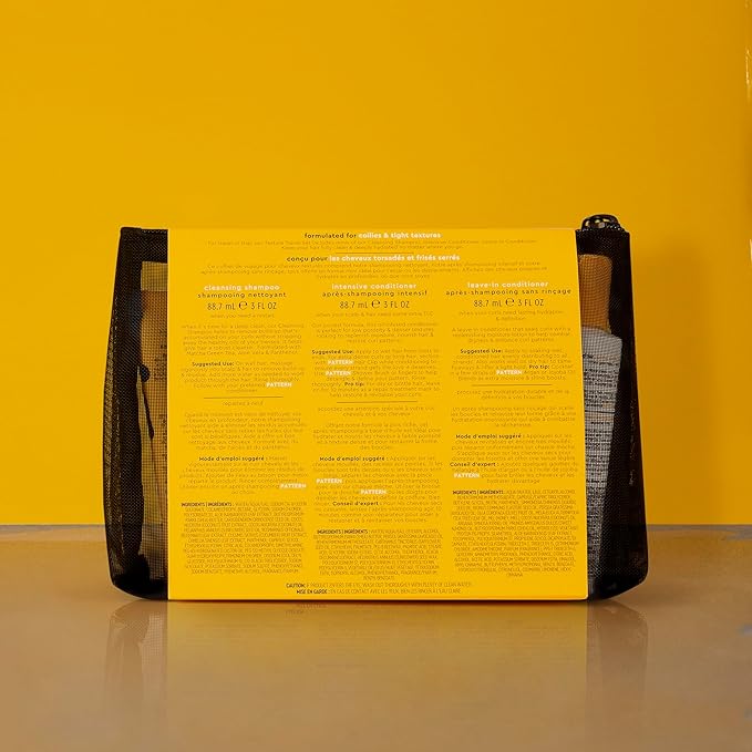 PATTERN Beauty by Tracee Ellis Ross Texture Travel Kit for Curly & Coily Hair, 3a-4c, Includes 3 oz Leave-In Conditioner, Intensive Conditioner, Cleansing Shampoo