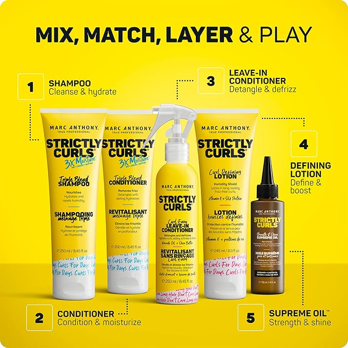 Marc Anthony Curl Defining Hair Styling Lotion for Curly Hair, Strictly Curls - Long Lasting Moisturizing Lightweight Gel for Maximum Curl Definition, Bounce & Shine - Styling Product Reduces Frizz