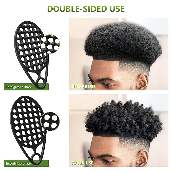 KOUPA Magic Silicone Curly Hair Brush, One Piece Twist Curl Comb for Afro Curls, Washable Hair Tool for Men Women, Black, 2 Pieces