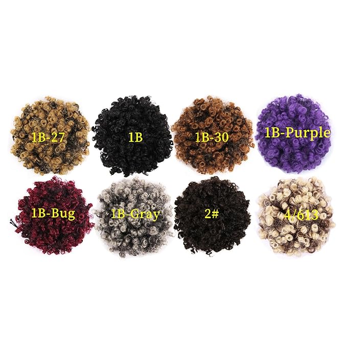 Afro Puff Ponytail for Black Women Culy Wavy Short Drawstring Ponytail Extension Synthetic Hairpieces Mini Afro Bun(4/613#)