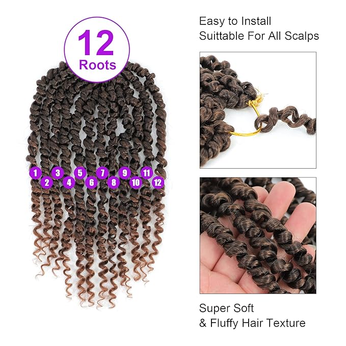 Passion Twist Crochet Hair 10Inch Passion Twist Hair 8 Packs Pre Looped Short Passion Twist Crochet Hair for Black Women T30