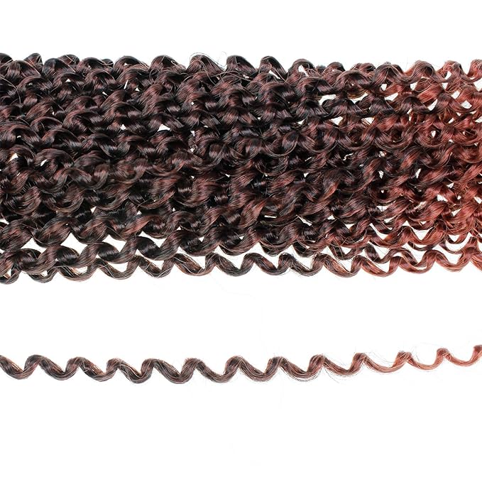 Dorsanee Ombre Passion Twist Hair 18 Inch 7 Packs Water Wave Crochet Hair Long Bohemian Curly Braiding Hair for Butterfly Locs, Faux Locs, Boho Style Spring Twist Crochet Braids (T350#)