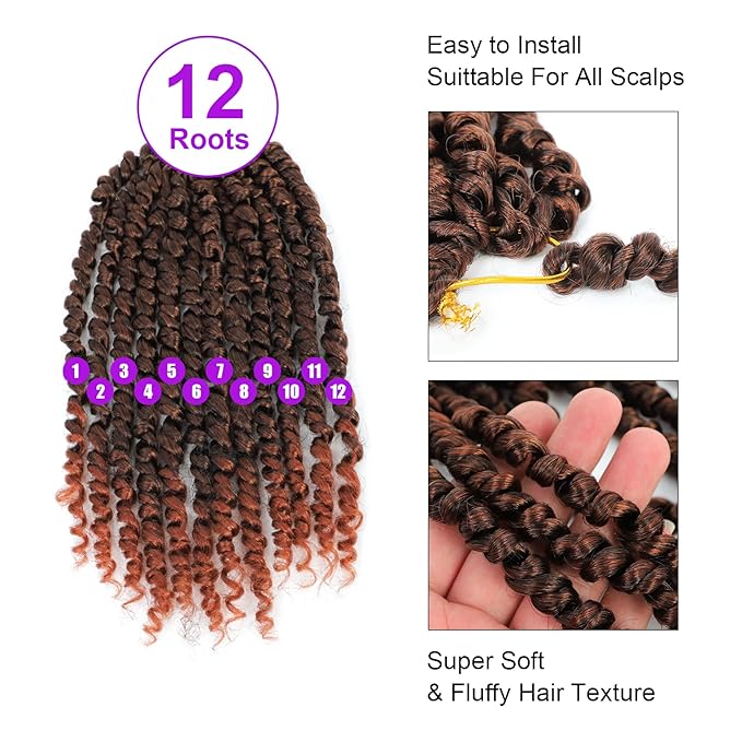 Passion Twist Crochet Hair 10Inch Passion Twist Hair 8 Packs Pre-Twisted Short Passion Twist Crochet Hair for Black Women Soft Passion Twist Curly Crochet Hairโฆ