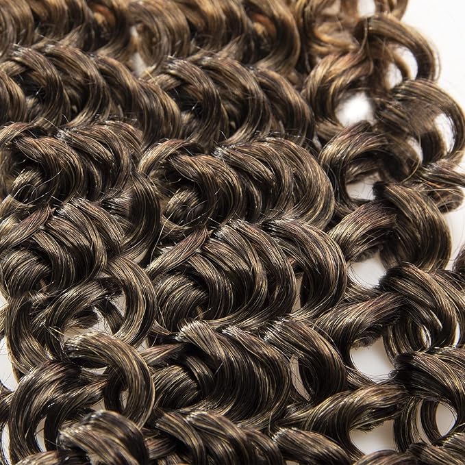 YXCHERISHAIR Curly Crochet Hair GoGo Curl Crochet hair for Women Deep Wave Braiding hair,Synthetic Bohemian Crochet Braid Water Wave Crochet hair Extensions(8Packs, 28Inch,1B/27)