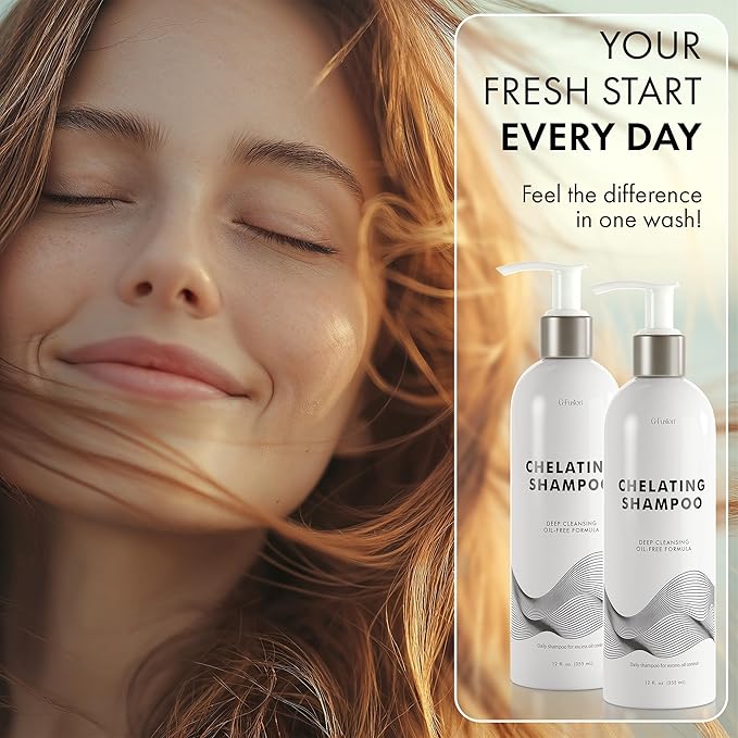 Chelating Shampoo – For Oily Hair & Oily Scalp -Deep Cleansing Clarifying Shampoo- Removes Hard Water Buildup, Chlorine & Residue-Nourishes-No Silicones, No Parabens, Fresh Volume. 12 Fl Oz ( 355 ML)