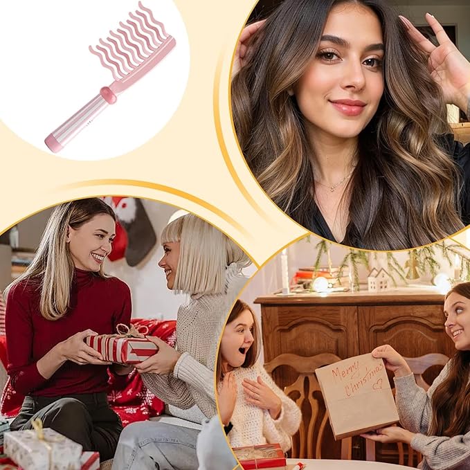 Wide Tooth Comb for Curly, Detangling Comb with Double Row Wavy Tooth and Ergonomic Handle for Long/Thick Dry/Wet Hair for Women/Girl without Straighten the Curl Hair Style (Pink)