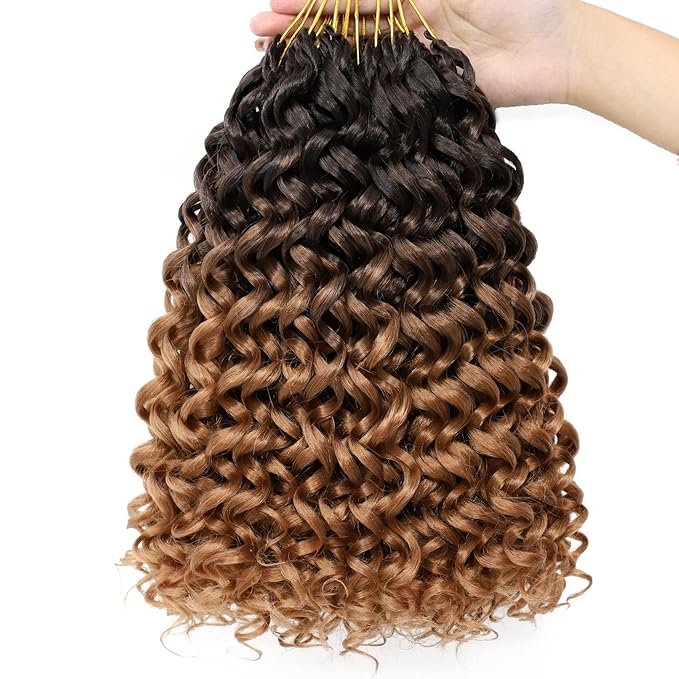 7 Packs GoGo Curl Crochet Hair 12 Inch Short Curly Crochet Hair for Women Water Wave Beach Curl Deep Twist Crochet Braids Synthetic Braiding Hair Extensions (12 Inch, OT4/30)