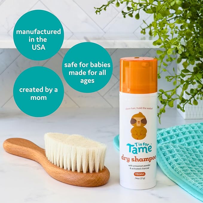 T is for Tame - The First Dry Shampoo for Babies & Kids, Sensory Friendly, Waterless Scalp and Hair Cleanser, Great for Adults Too, Non-Aerosol, 21 gr - 0.74 oz