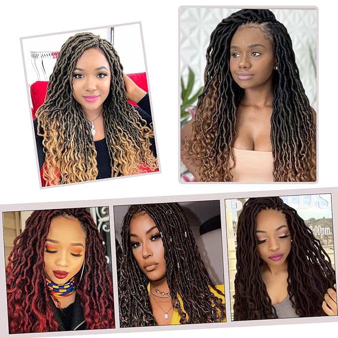 Goddess Locs Crochet Hair 18 Inch 9 Packs Faux Locs with Curly Ends,Pre looped Synthetic Crochet Hair for Black Women