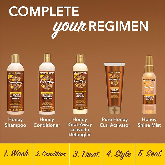 Creme of Nature Pure Honey Define Shrinkage Defense Curl Activator, Moisture-Rich Formula with Coconut Oil & Shea Butter, For Dry, Dehydrated Hair 10.5 oz