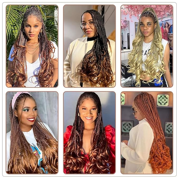 8 Inch French Curl Crochet Braids 9 Packs Black Goddess Box Braids Pre Looped Crochet Hair with Bouncy Curly Ends Synthetic French Curly Braiding Hair for Kids Girls Women