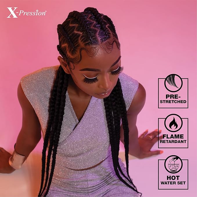 Sensationnel X-pression prestretched braiding hair - 3x braid 58 inch all kanekalon flame retardant synthetic braid for box braids and twists (2 pack, GREEN)