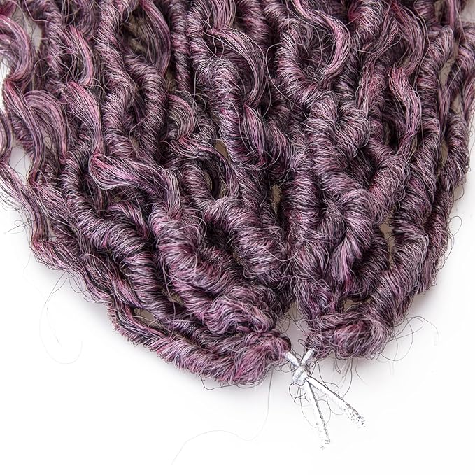 Goddess Locs Crochet Hair 18Inch Crochet Locs,Boho Faux Loc With Curly Ends Pink Crochet Hair Pre-looped River Hippie Bohemian Loc Crrochet Hair for Black Women 4Packs(1B/Pink, 18inch)