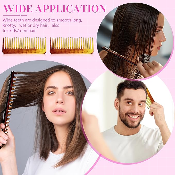 Patelai Wide Tooth Comb Large Hair Detangling Comb for Curly, Wet Dry Hair, No Handle Detangler Accessories(Amber)