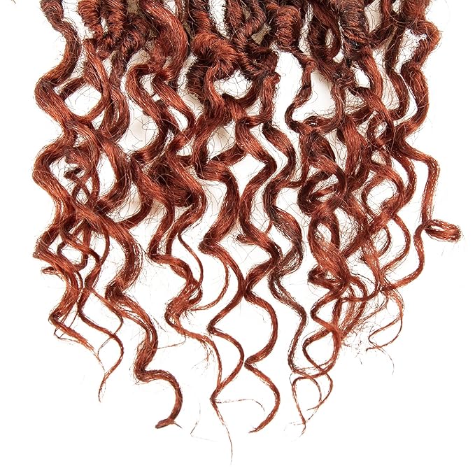 Goddess Locs Crochet Hair 18Inch 8Packs Crochet Locs,Ginger Boho Faux Loc With Curly Ends River Hippie Bohemian Loc Crochet Hair for Black Women(1B/350, 18inch(Pack of 8))