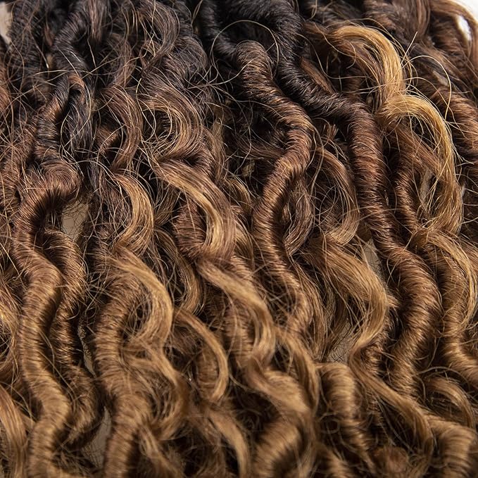 Goddess Locs Crochet Hair 12Inch Crochet Locs,Boho Faux Locs With Curly Ends River Hippie Locs Bohemian Locs Crochet Braids for Black Women 4Packs(1B/30/27, 12inch)