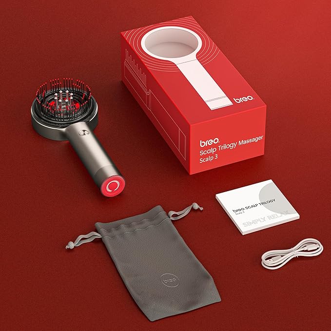 Breo Scalp3 Shiatsu Massaging Brush - IPX7 Waterproof Cordless Electric Massage Brush for Deep Scalp and Hair Massage, Portable Head Massager for Muscle Relaxation