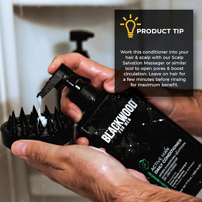 BLACKWOOD FOR MEN Active Man Daily Hair Conditioner for Men, Thickening Conditioner, Deep Nourishing Treatment for Shine, Hair Loss & Dandruff - Natural Vegan Formula Sulfate-Free, Paraben-Free,17 oz