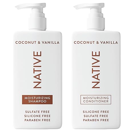 Native Coconut & Vanilla Shampoo and Conditioner Contain Naturally Derived Ingredients | All Hair Types, Color & Treated, Fine to Dry Damaged, Sulfate & Dye Free - 2-Pack