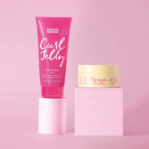 Umberto Giannini Curl Jelly Scrunching Jelly, Vegan & Cruelty Free Frizz Solution Gel for Curly or Wavy Hair, 200 ml (Gel & Banana Butter Leave-In Conditioner)