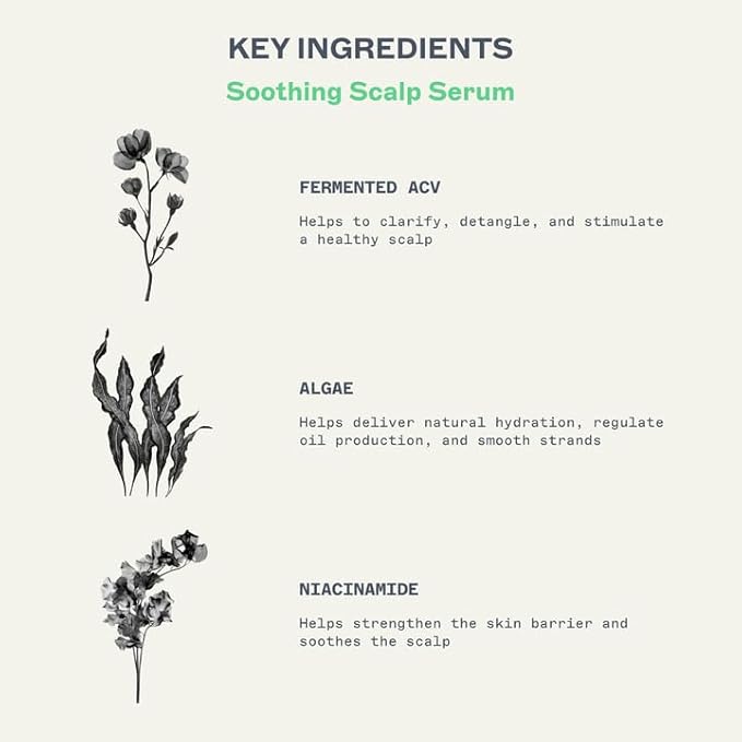 JooY Soothing Scalp Serum | Sensitive & Itchy Scalp Relief | Lightweight Leave-In Treatment | Detox & Hydrate with Fermented Apple Cider Vinegar, Niacinamide, Tea Tree & Witch Hazel