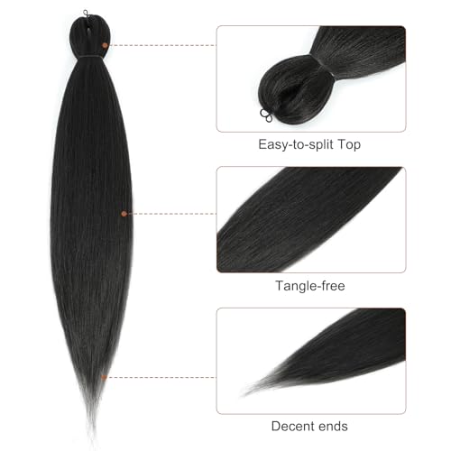 Pre-stretched Braiding Hair - 26 Inch 8 Packs Dark Brown Super Long Braiding Hair For Twist or Box Braids, Yaki Texture Hot Water Setting Synthetic Braiding Hair Extensions (26 Inch, #2-8P)