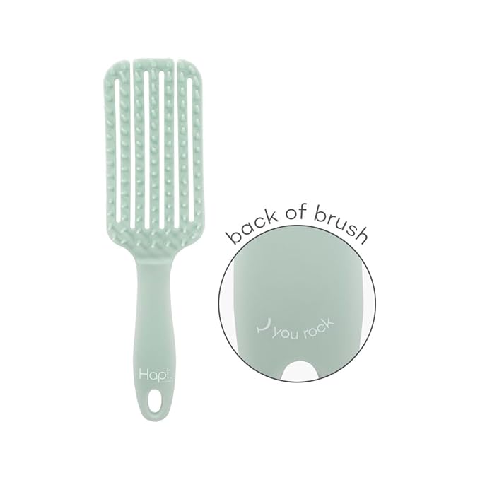 Cricket Hapi De-Knot Delight Detangler Brush Smedium - Featuring 100+ Soft Bristles, Soft, Flexible, and Gentle Design, 3 Adjustable Hair Rows for All Hair Types, and Compact Brush Head - Light Green
