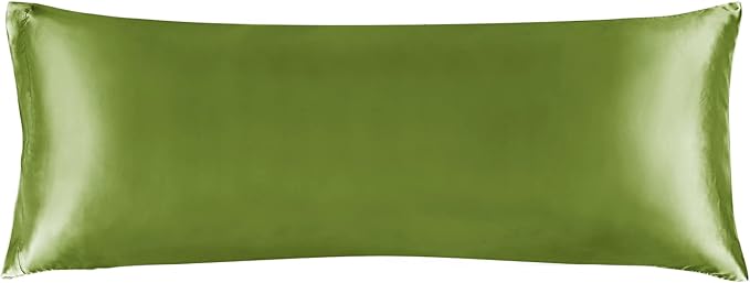BEDELITE Satin Body Pillow Cover, Super Soft and Cooling Body Pillow Pillowcase for Hair and Skin, Breathable Silky Full Long Pillowcase Cover(20"x54", Cedar Green)