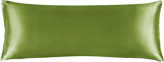 BEDELITE Satin Body Pillow Cover, Super Soft and Cooling Body Pillow Pillowcase for Hair and Skin, Breathable Silky Full Long Pillowcase Cover(20"x54", Cedar Green)