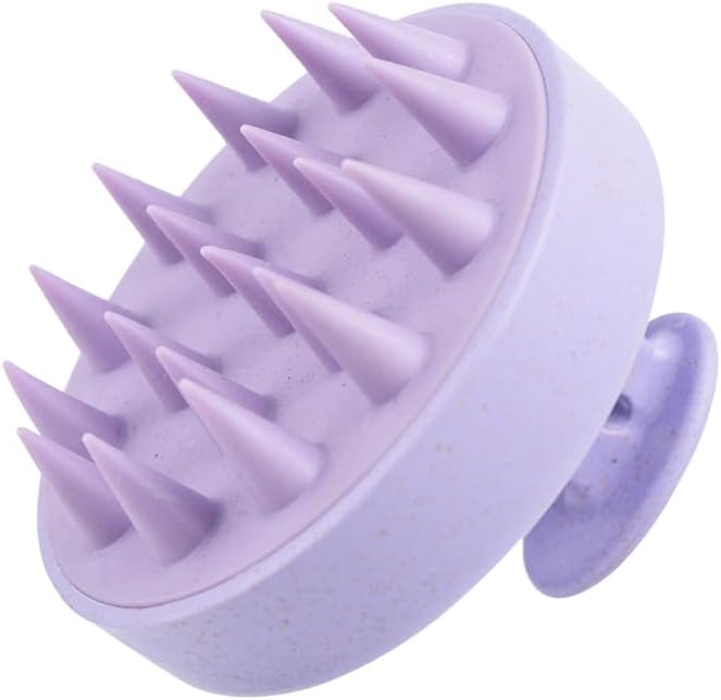 Scalp Massager Brush for Hair Growth – Silicone Scalp Scrubber & Scalp Exfoliator – Manual Scalp Massager Brush for Wet or Dry Use – Hair Massager Scalp Shampoo Brush Tool (Purple)