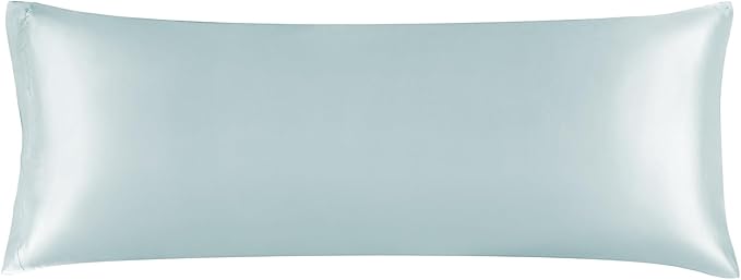 BEDELITE Satin Body Pillow Cover, Super Soft and Cooling Body Pillow Pillowcase for Hair and Skin, Breathable Silky Full Long Pillowcase Cover(20"x54", Stone Blue)
