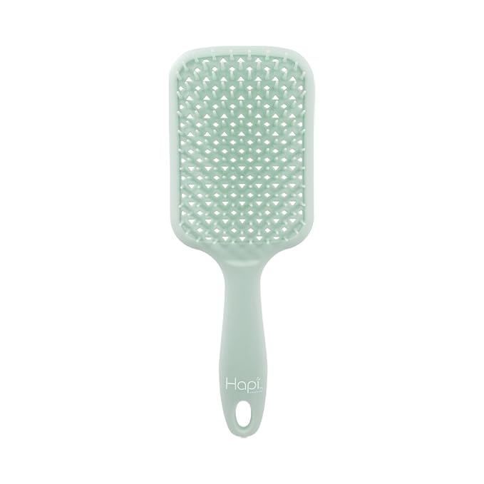 Cricket Hapi De-Knot Delight Detangler Brush Large - Featuring 154 Ultra-Soft Bristles, Flexible and Gentle Design, Fixed Bristles for Even Detangling, and an Ergonomic Wide Brush Head - Light Green