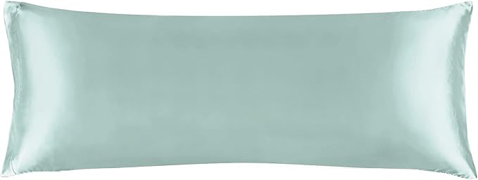 BEDELITE Satin Body Pillow Cover, Super Soft and Cooling Body Pillow Pillowcase for Hair and Skin, Breathable Silky Full Long Pillowcase Cover(20"x54", Haze Blue)